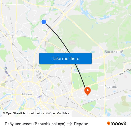 Бабушкинская (Babushkinskaya) to Перово map