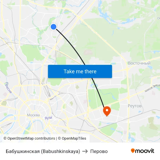 Бабушкинская (Babushkinskaya) to Перово map