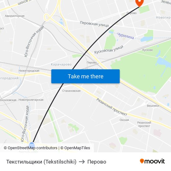 Текстильщики (Tekstilschiki) to Перово map