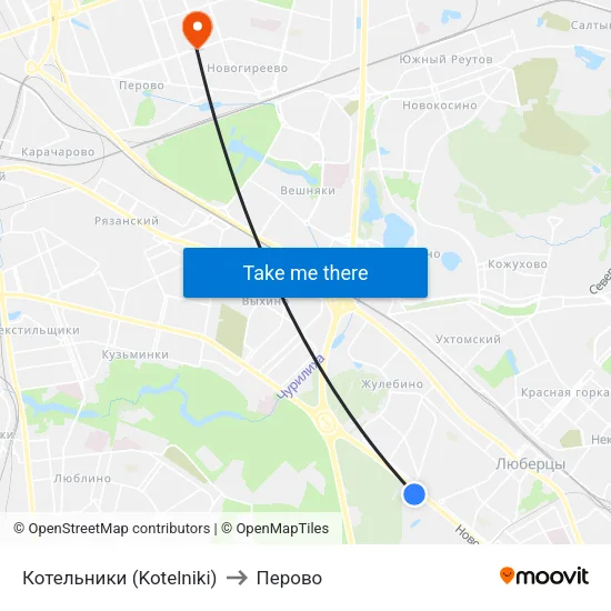 Котельники (Kotelniki) to Перово map