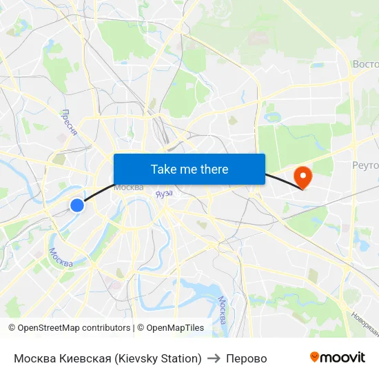 Москва Киевская (Kievsky Station) to Перово map