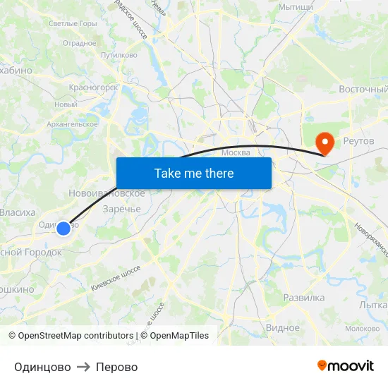 Одинцово to Перово map