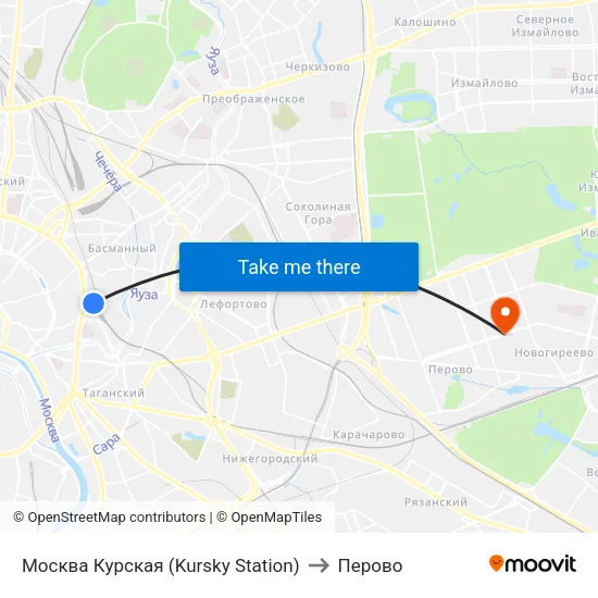 Москва Курская (Kursky Station) to Перово map