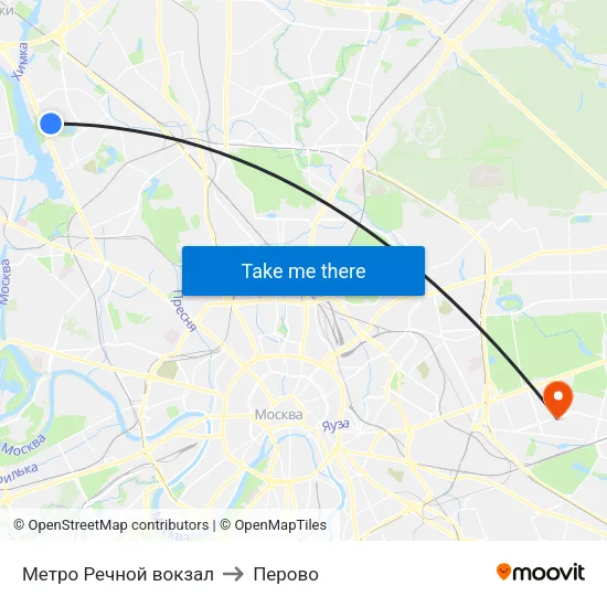 Метро Речной вокзал to Перово map