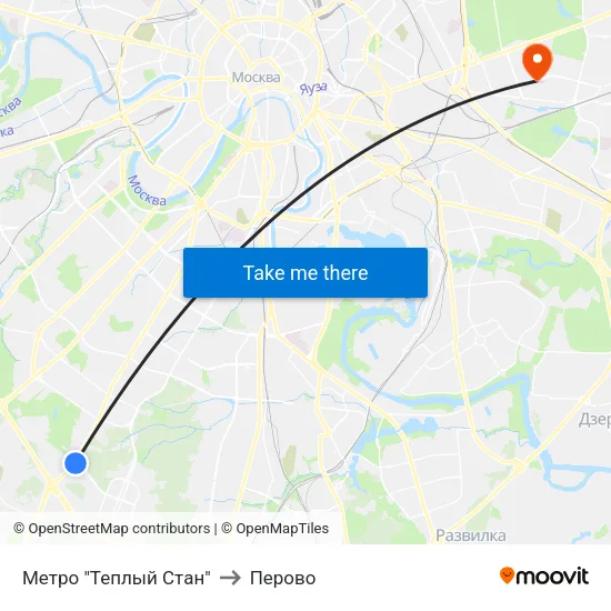 Метро "Теплый Стан" to Перово map