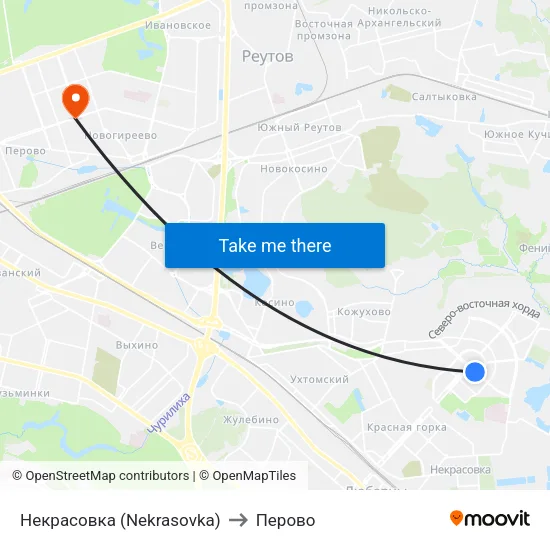 Некрасовка (Nekrasovka) to Перово map