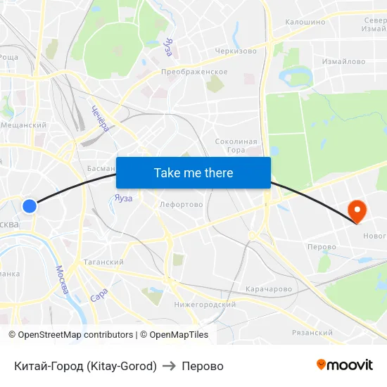 Китай-Город (Kitay-Gorod) to Перово map