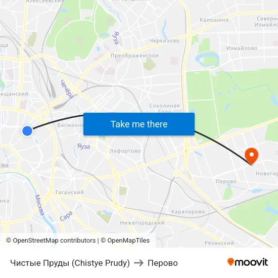 Чистые Пруды (Chistye Prudy) to Перово map