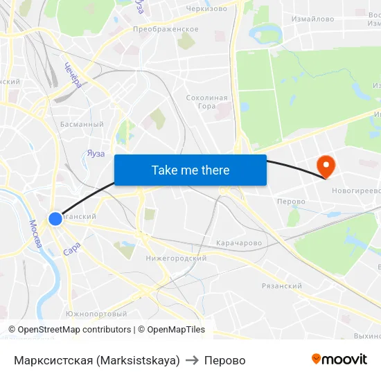 Марксистская (Marksistskaya) to Перово map