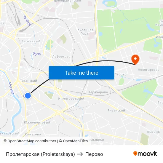 Пролетарская (Proletarskaya) to Перово map