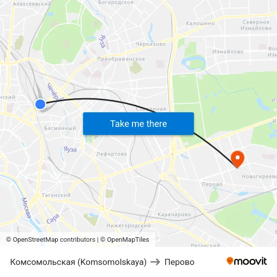 Комсомольская (Komsomolskaya) to Перово map
