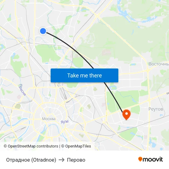 Отрадное (Otradnoe) to Перово map