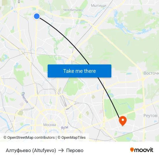 Алтуфьево (Altufyevo) to Перово map