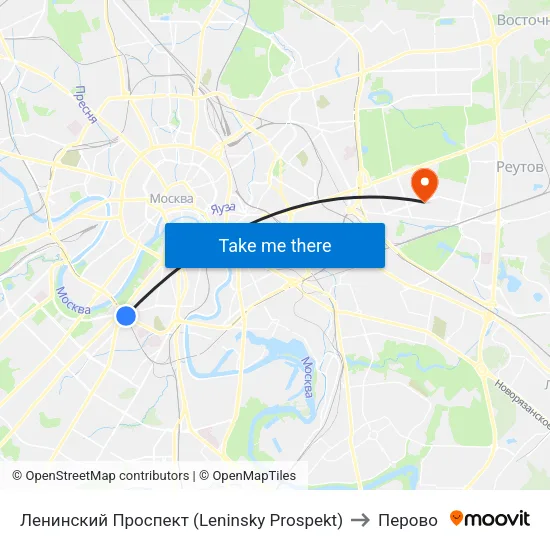 Ленинский Проспект (Leninsky Prospekt) to Перово map