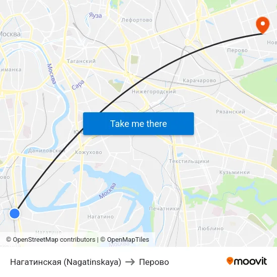Нагатинская (Nagatinskaya) to Перово map