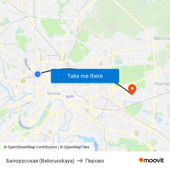 Белорусская (Belorusskaya) to Перово map