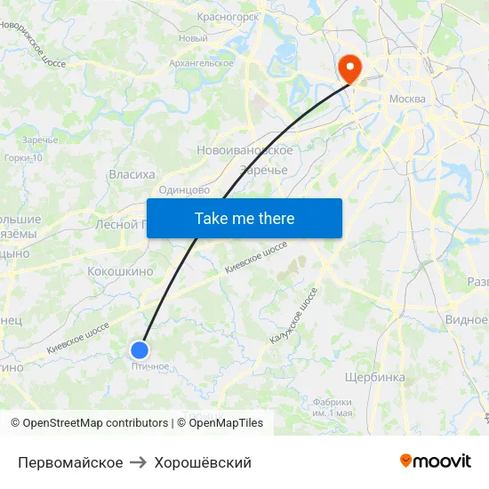 Первомайское to Хорошёвский map