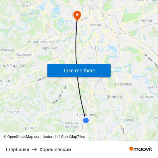 Щербинка to Хорошёвский map