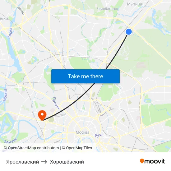 Ярославский to Хорошёвский map