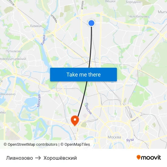 Лианозово to Хорошёвский map