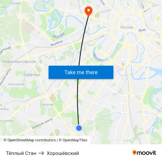 Тёплый Стан to Хорошёвский map