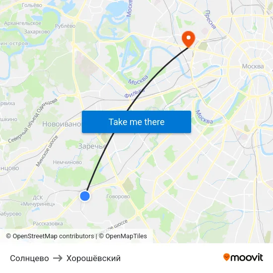 Солнцево to Хорошёвский map