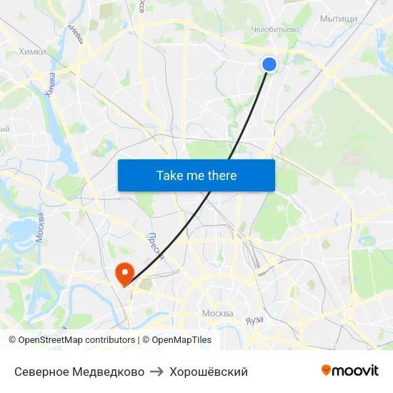 Северное Медведково to Хорошёвский map