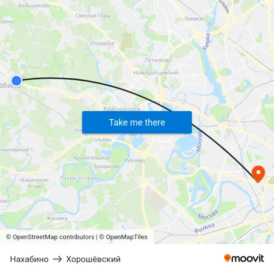 Нахабино to Хорошёвский map