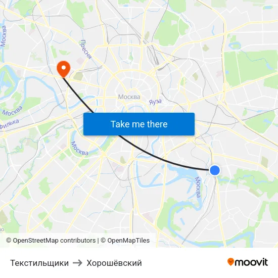 Текстильщики to Хорошёвский map