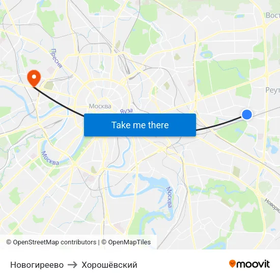 Новогиреево to Хорошёвский map