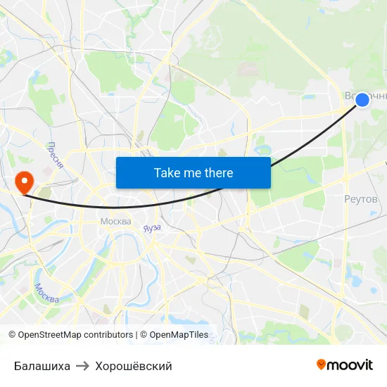 Балашиха to Хорошёвский map