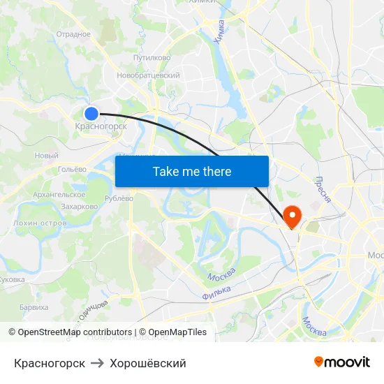 Красногорск to Хорошёвский map