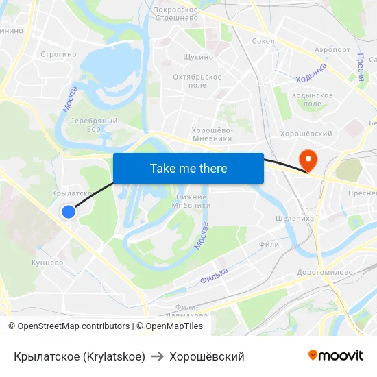 Крылатское (Krylatskoe) to Хорошёвский map