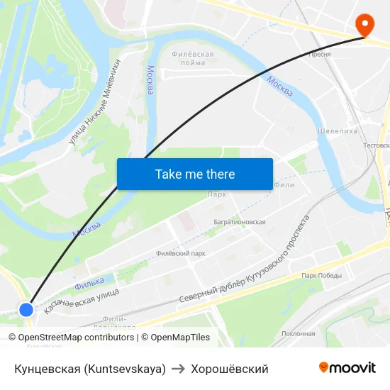 Кунцевская (Kuntsevskaya) to Хорошёвский map
