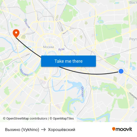 Выхино (Vykhino) to Хорошёвский map