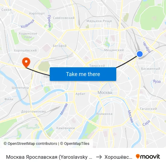 Москва Ярославская (Yaroslavsky Station) to Хорошёвский map