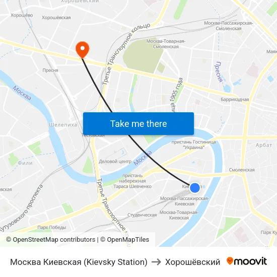 Москва Киевская (Kievsky Station) to Хорошёвский map