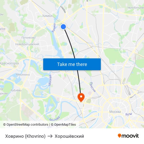 Ховрино (Khovrino) to Хорошёвский map