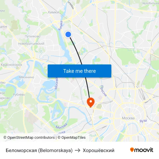 Беломорская (Belomorskaya) to Хорошёвский map