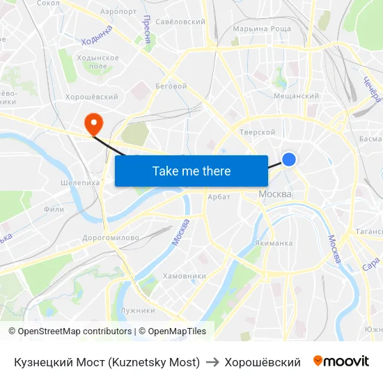 Кузнецкий Мост (Kuznetsky Most) to Хорошёвский map