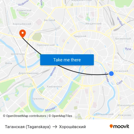 Таганская (Taganskaya) to Хорошёвский map