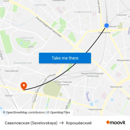 Савеловская (Savelovskaya) to Хорошёвский map