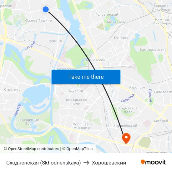 Сходненская (Skhodnenskaya) to Хорошёвский map