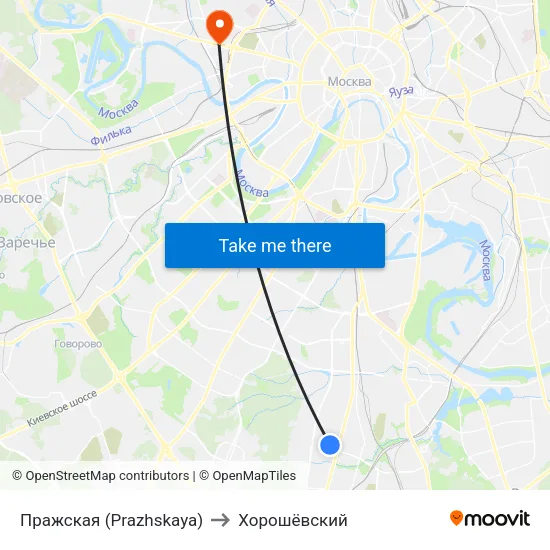 Пражская (Prazhskaya) to Хорошёвский map