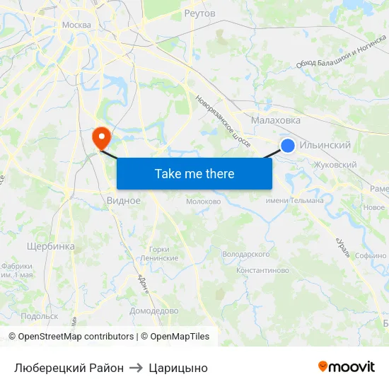 Люберецкий Район to Царицыно map