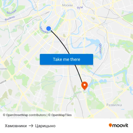 Хамовники to Царицыно map
