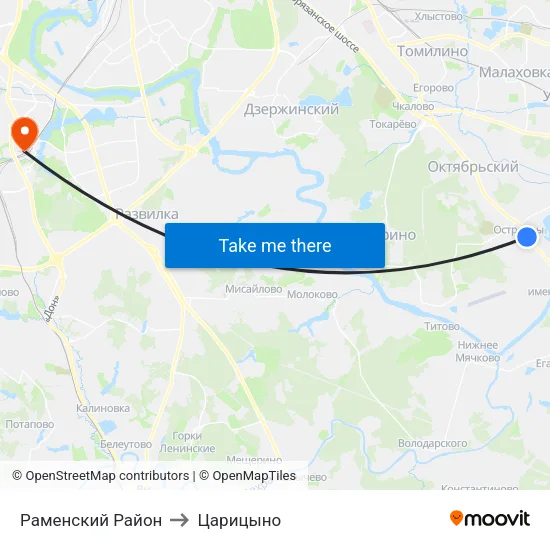 Раменский Район to Царицыно map