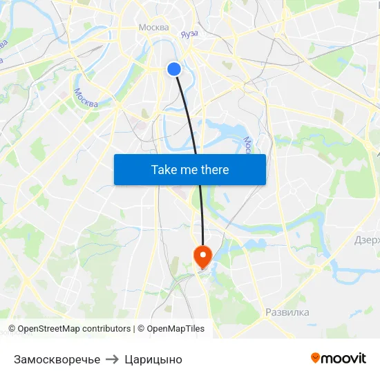 Замоскворечье to Царицыно map