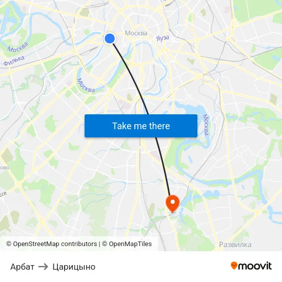 Арбат to Царицыно map