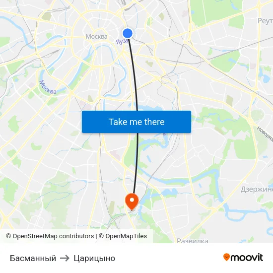 Басманный to Царицыно map